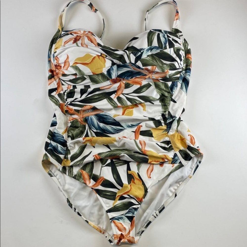 Sonnet Shores Women’s Tropical One Piece Swimsuit Floral Size 16 Plus Size